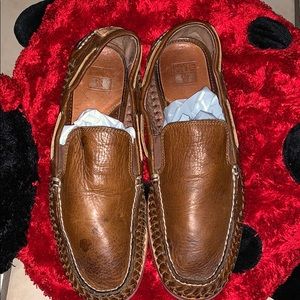 Frye Men Boat Shoes Brown Leather